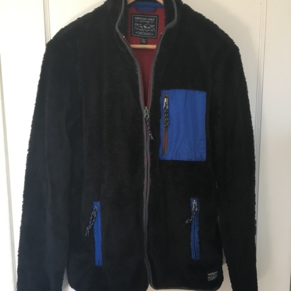 American Eagle Outfitters Fleece Sherpa Jacket Bla